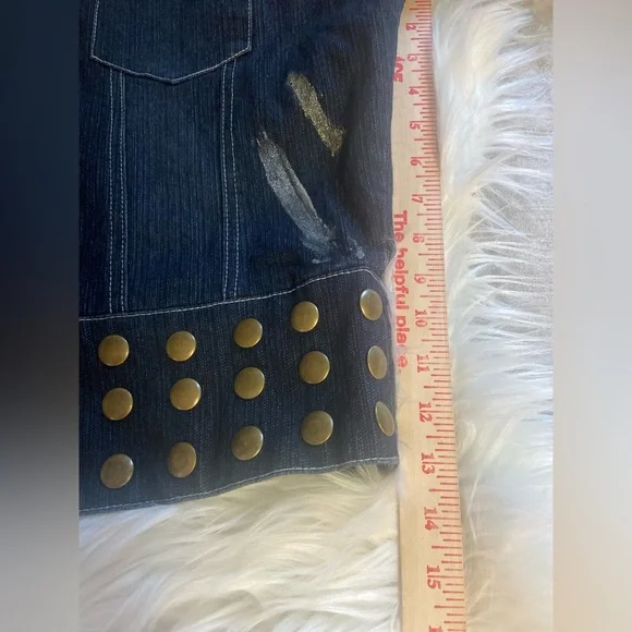 What’s Hot Stretch Studded Denim Sz XL Women’s  Jacket - Picture 8 of 10